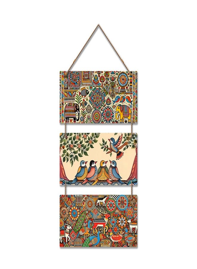 Artvibes Traditional Indian Folk Art Decorative Wooden Wall Hanging For Living Room | Bedroom | Gifts | Wall Hanger For Decoration | Modern Decor Artwork | Wall Sculpture | Signs & Plaques (WH_9449N) - Image 1